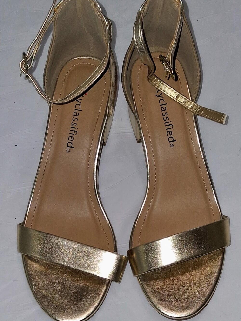 Cityclassified Metallic Gold Ankle-Strap Sandals